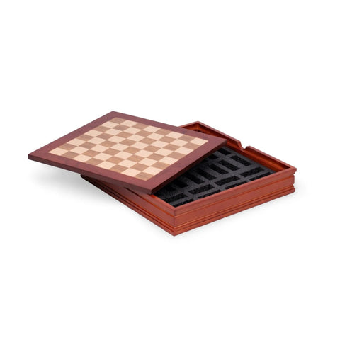 Walnut Maple Wooden Chess Board with Storage, 28cm, Made in Italy