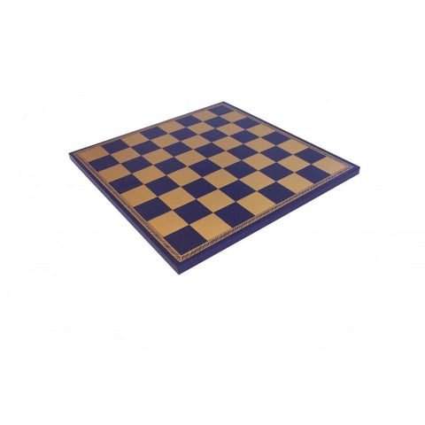Gold & Blue Faux Leather Chess Board, Handmade 40x40 cm, Made in Italy