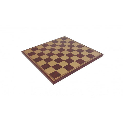 Elegant Gold Burgundy Faux Leather Chess Board 40x40 cm, Handmade in Italy