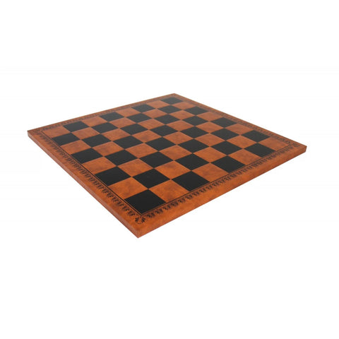 Brown Black Faux Leather Chess Board 45x45 cm, 5 cm Squares, Handmade in Italy