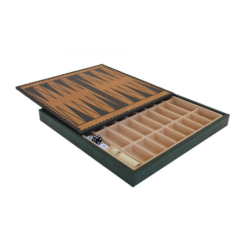 Italian Faux Leather Chess Board with Storage, Checkers & Backgammon, 35x35cm