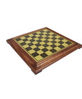 Handcrafted Brass Style Wooden Chess Board 48x48 cm, Italian Made