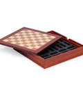 Walnut & Maple Chess Board with Storage, 37x37 cm, 4 cm Squares, Made in Italy