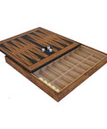 Faux Leather Chess Board with Storage, Checkers & Backgammon, 48x48cm Vintage