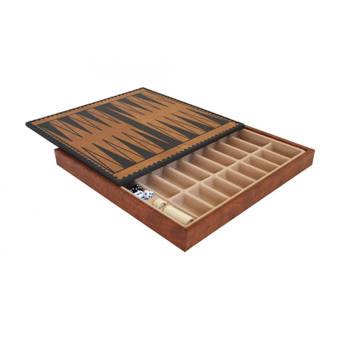 Faux Leather Chess Board with Storage, Checkers & Backgammon, 35x35 cm, Italy