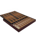 Gold Burgundy Faux Leather Chess Board with Storage, Checkers & Backgammon