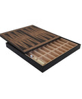 Gold Black Faux Leather Chess Board with Storage, Checkers & Backgammon, 35cm