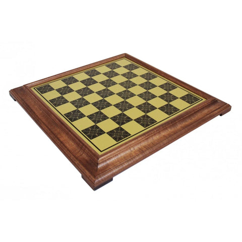Handmade Wooden Chess Board, Brass Effect, 52 cm, 4.8 cm Squares, Italy