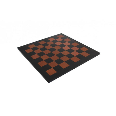 Handmade Genuine Leather Chess Board, Black Brown, 44x44 cm, Made in Italy