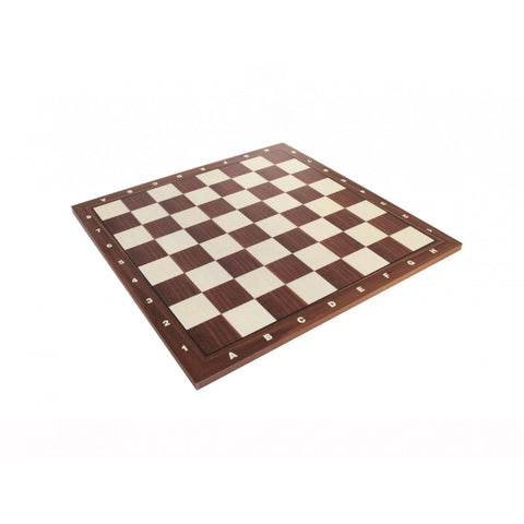 Italian Walnut & Maple Chess Board with Coordinates, 42cm, 4.5cm Squares