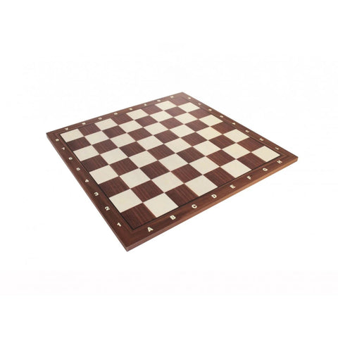 Italian Walnut & Maple Chess Board with Coordinates, 42cm, 4.5cm Squares
