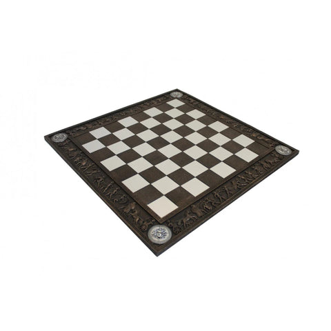 Greek Mythology Chess Board, Handcrafted Resin, 43x43 cm, Made in Italy