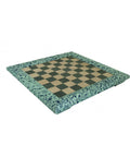 Elegant Handmade Green Wood & Faux Leather Chessboard, 39cm, Italian Floral