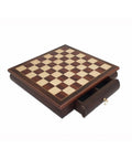 Mahogany Chess Board with Storage Drawer, Italian Handmade, 32.5 cm
