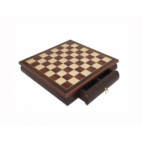 Mahogany Chess Board with Storage Drawer, Italian Handmade, 32.5 cm