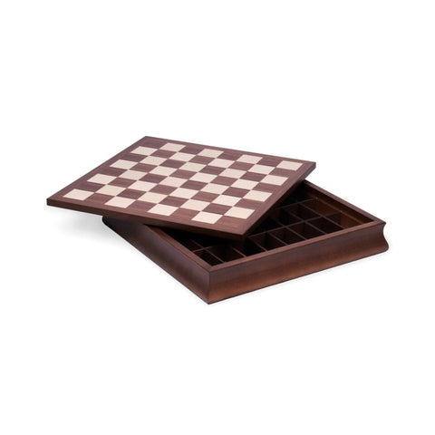 Walnut & Maple Chess Board with Storage, 36x36 cm, 4 cm Squares, Made in Italy