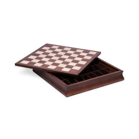 Walnut & Maple Chess Board with Storage, 36x36 cm, 4 cm Squares, Made in Italy