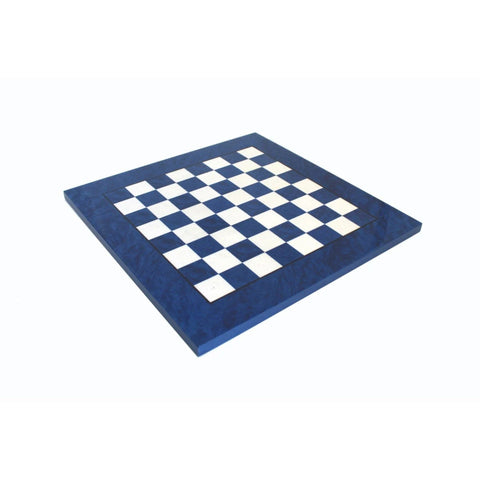 Handmade Blue & White Wood Chess Board 42cm, Italian, 4cm Squares