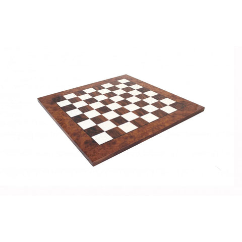 Handmade Wooden Chess Board 42x42 cm, Italian, Brown & White, 4 cm Squares