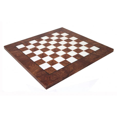 Luxury Handmade Elm Wood Chess Board 60x60 cm, 6 cm Squares, Made in Italy