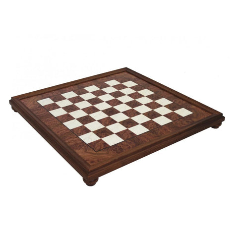 Handmade Elm Wood Chess Board with Frame, 56x56 cm, 5 cm Squares, Made in Italy