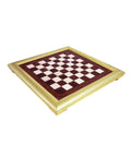 Handmade Wooden Chess Board with Gold Frame & Raised Feet, 48cm, Made in Italy