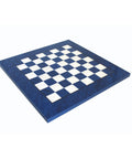 Handmade Blue Wooden Chess Board, Glossy, 51x51cm, 5cm Squares, Made in Italy