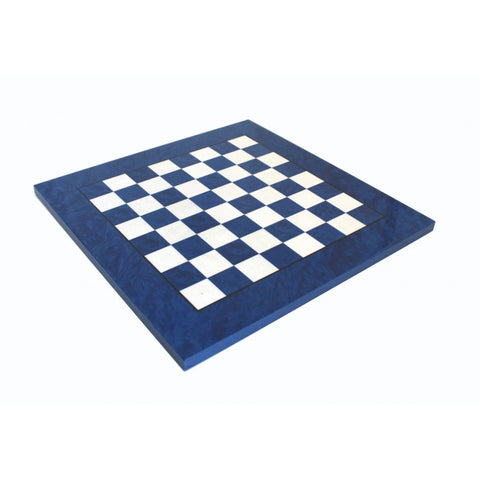 Handmade Blue Wooden Chess Board, Glossy, 51x51cm, 5cm Squares, Made in Italy