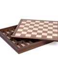 Walnut & Maple Chess Board with Storage, 50x50 cm, Made in Italy