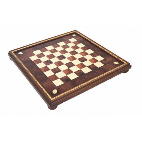 Handmade Italian Wooden Chess Board 56x56cm with Frame, Legs & 5cm Squares