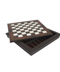 Walnut Chess Board with Built-In Storage, 40x40 cm, 4 cm Squares, Made in Italy