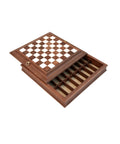 Handmade Marble & Wood Chess Board with Storage Drawer, 37x37 cm, Italy