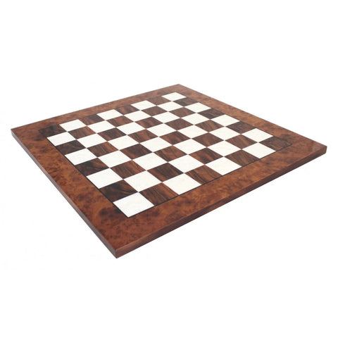 Handmade Elm Wood Glossy Chess Board 60x60 cm, 6 cm Squares, Made in Italy