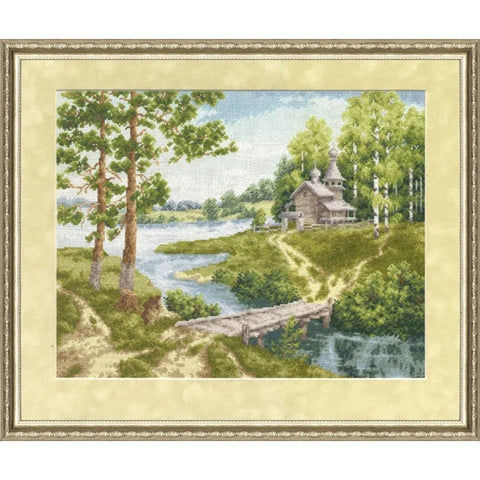 VM014 Chapel near the river Cross Stitch Kit from Golden Fleece