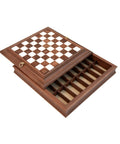 Handmade Wood & Marble Chess Board with Storage, 42x42 cm, Made in Italy