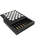 Handmade Wood & Marble Top Chess Board with Storage, 42cm, Made in Italy