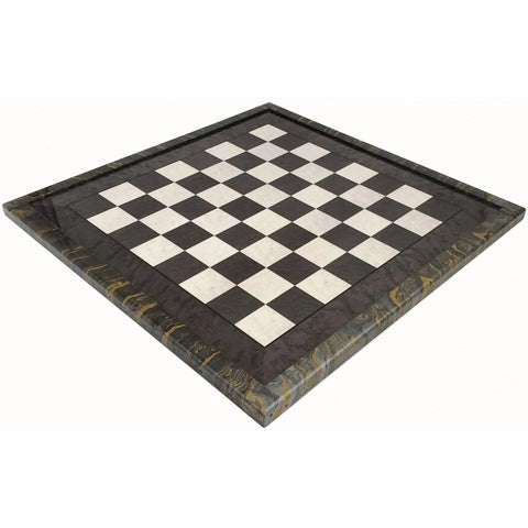 Handmade Grey Wooden Chess Board with Frame, Glossy, 63x63 cm, Italy 6cm squares