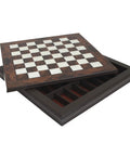 Walnut Chessboard with Storage, 50x50 cm, 5 cm Squares, Made in Italy