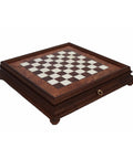 Large Handmade Elm Wood Chess Board with Storage Drawer, 61cm, Made in Italy