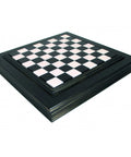 Italian Handmade Marble & Wood Chess Board 50x50cm, Black Gold Storage