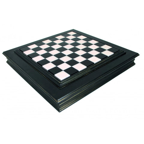 Italian Handmade Marble & Wood Chess Board 50x50cm, Black Gold Storage