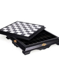 Luxury Handmade Marble & Wood Chess Board, Drawer, 46 cm, Italy