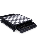 Luxury Handmade Marble Top Wooden Chess Board with Storage Drawer, 60cm, Italy