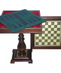 Wooden Chess Table with Brass-Style Board, Backgammon & Storage, Italy
