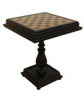 Black Wood Chess Table with Leatherette Board & Storage, 55x55cm, Made in Italy