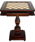 Made in Italy Elm Wood Chess Table with Storage Drawer, 58x58 cm