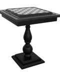 Black Wood Chess Table with Marble Top & Storage, 58cm, Made in Italy