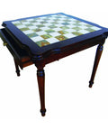 Luxury Large Wooden Chess Table with Marble Top & Storage, Made in Italy