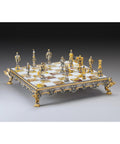 Medieval 24K Gold-Plated Bronze Chess Set, Onyx Board, Handmade in Italy