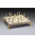 Handmade Medieval 24K Gold-Plated Bronze Chess Set, Onyx Board, Made in Italy